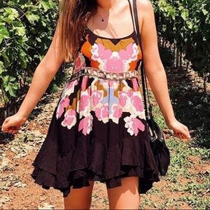 Free people black floral mini dress